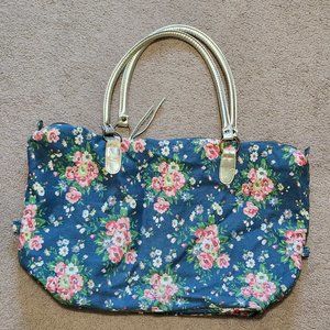 Floral weekender overnight duffel bag gold handle